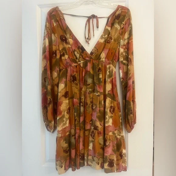 Vestique Orange Puff Sleeve Mini Sundress - Picture 2 of 2